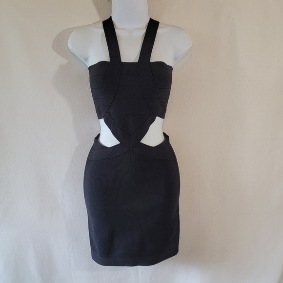 NBD x REVOLVE My Confession Bodycon Dress Sz XS Black Cut-Out Mini Coquette Girl - Picture 2 of 12